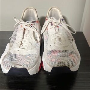 White and Pink Mesh Sneakers